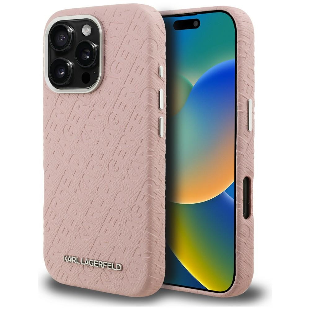 Karl Lagerfeld FW Stamped Karl MagSafe dėklas iPhone 16 Pro - Rožinis
