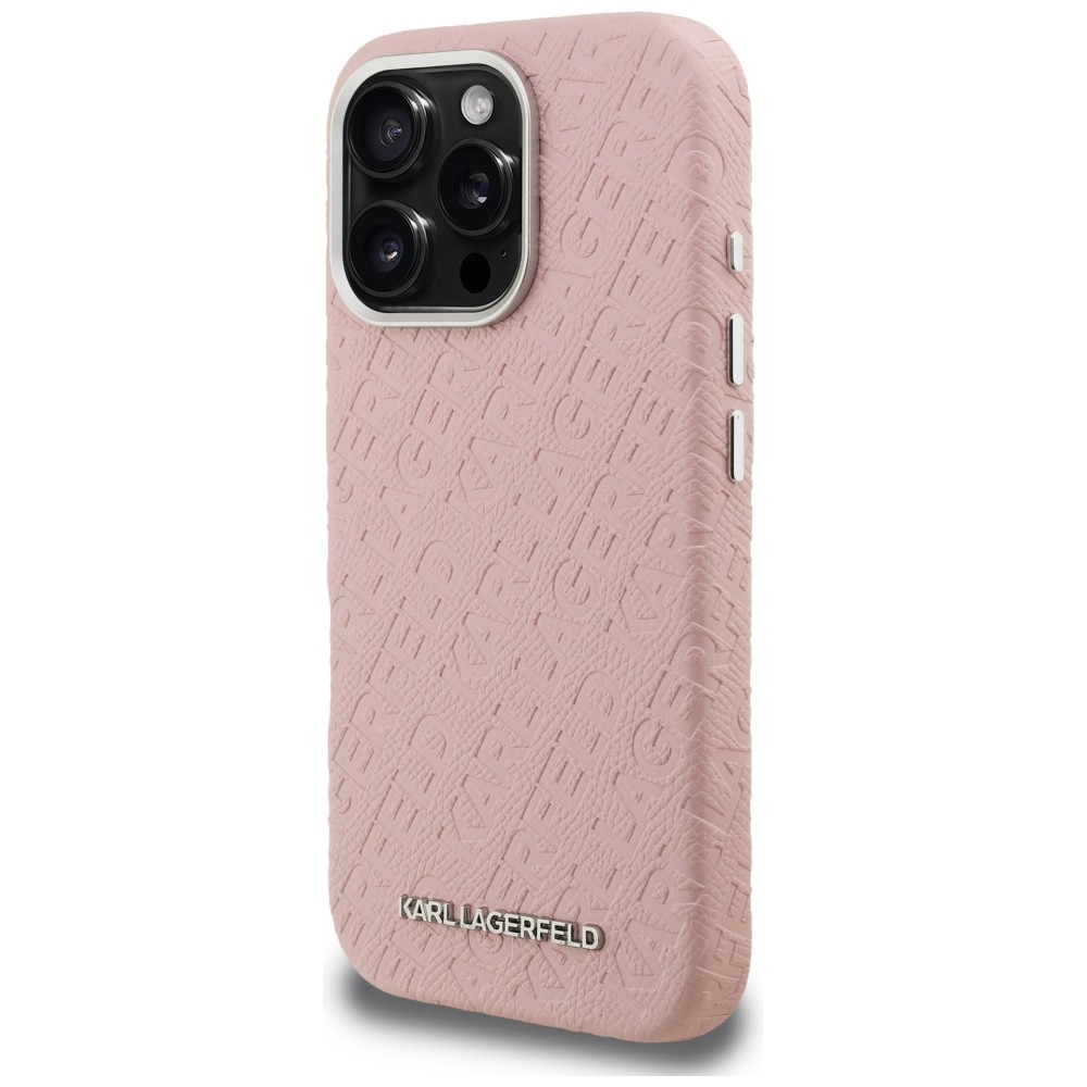 Karl Lagerfeld FW Stamped Karl MagSafe dėklas iPhone 16 Pro - Rožinis