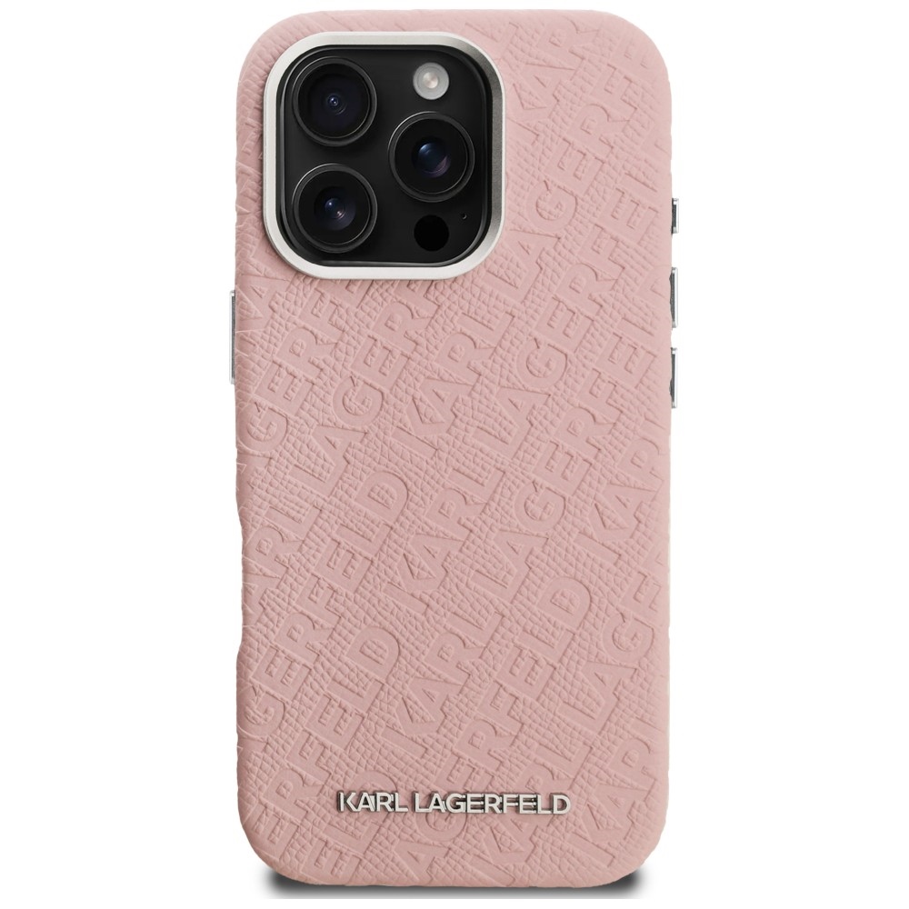 Karl Lagerfeld FW Stamped Karl MagSafe dėklas iPhone 16 Pro - Rožinis