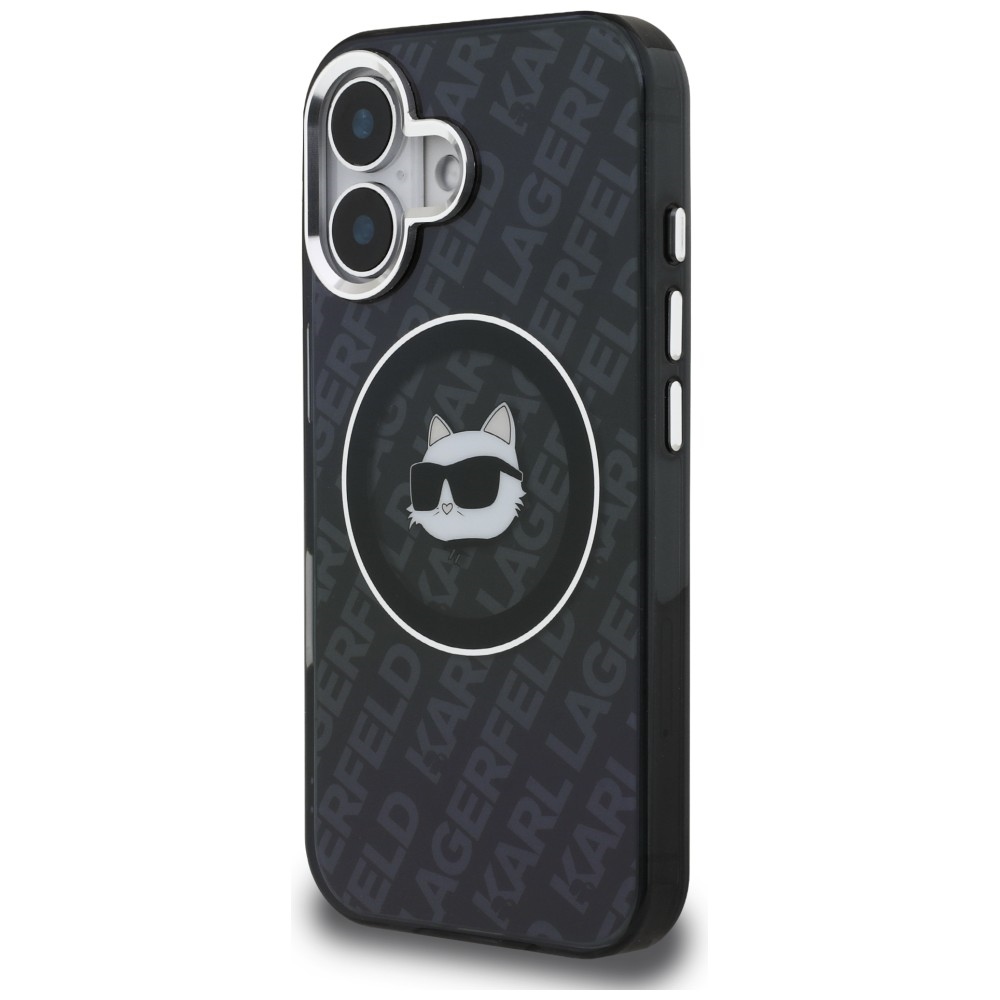 Karl Lagerfeld IML Choupette Head Logo MagSafe dėklas iPhone 16 - Juodas