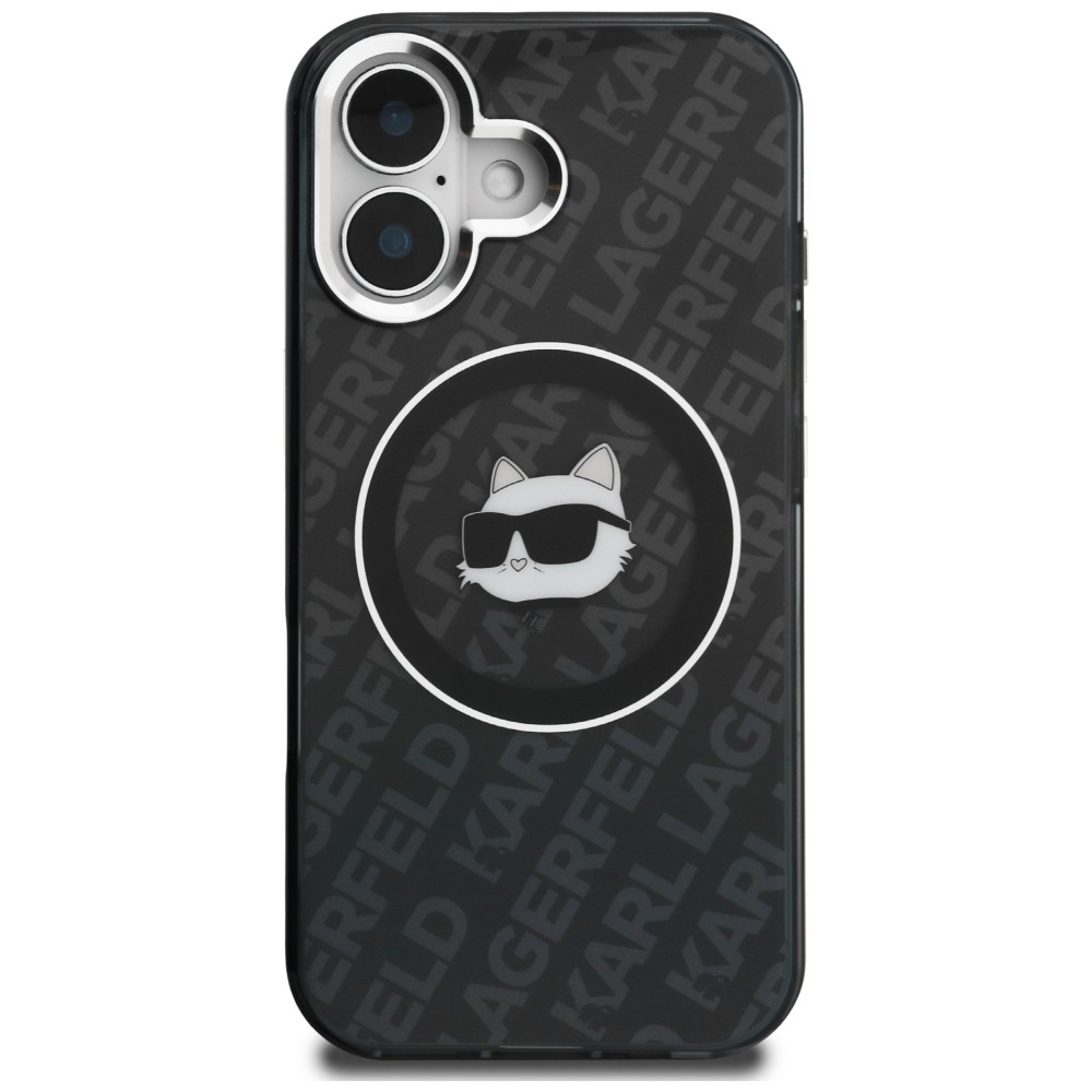 Karl Lagerfeld IML Choupette Head Logo MagSafe dėklas iPhone 16 - Juodas