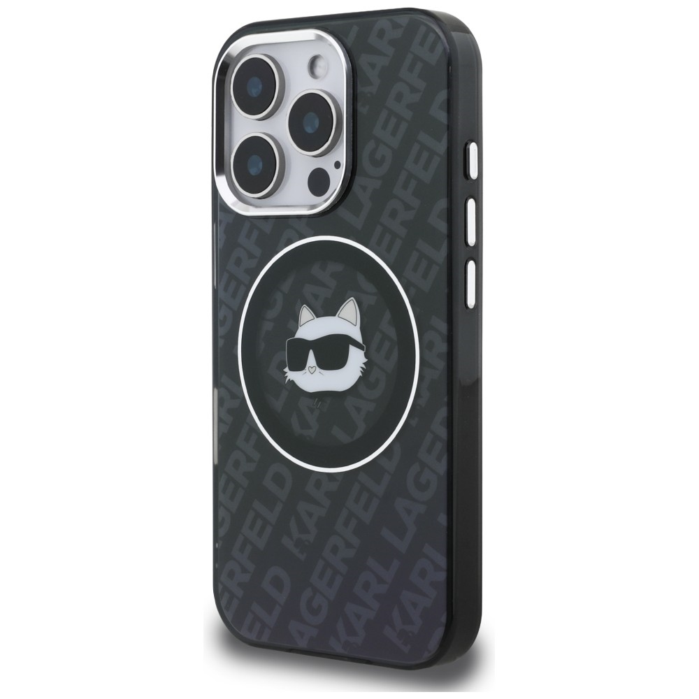 Karl Lagerfeld IML Choupette Head Logo MagSafe dėklas iPhone 16 Pro - Juodas