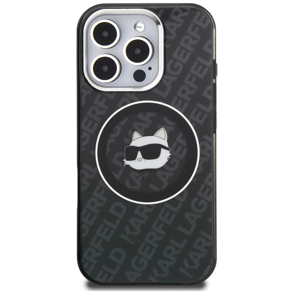 Karl Lagerfeld IML Choupette Head Logo MagSafe dėklas iPhone 16 Pro - Juodas