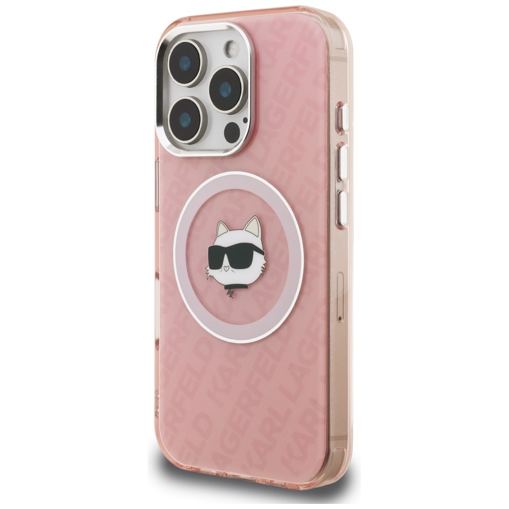 Karl Lagerfeld IML Choupette Head Logo MagSafe dėklas iPhone 16 Pro - Rožinis