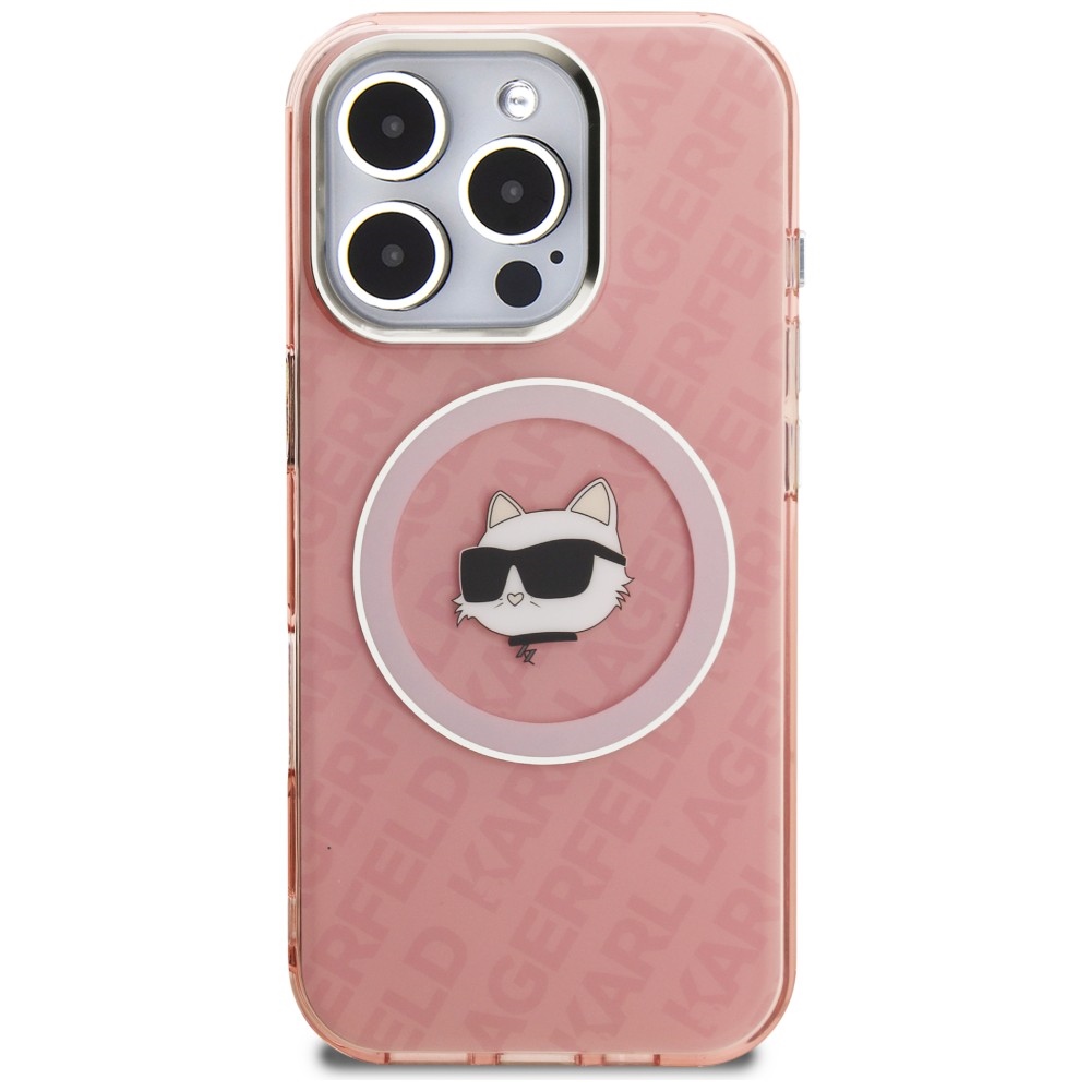 Karl Lagerfeld IML Choupette Head Logo MagSafe dėklas iPhone 16 Pro - Rožinis
