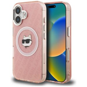 Karl Lagerfeld IML Choupette Head Logo MagSafe iPhone 16 dėklas - Rožinis