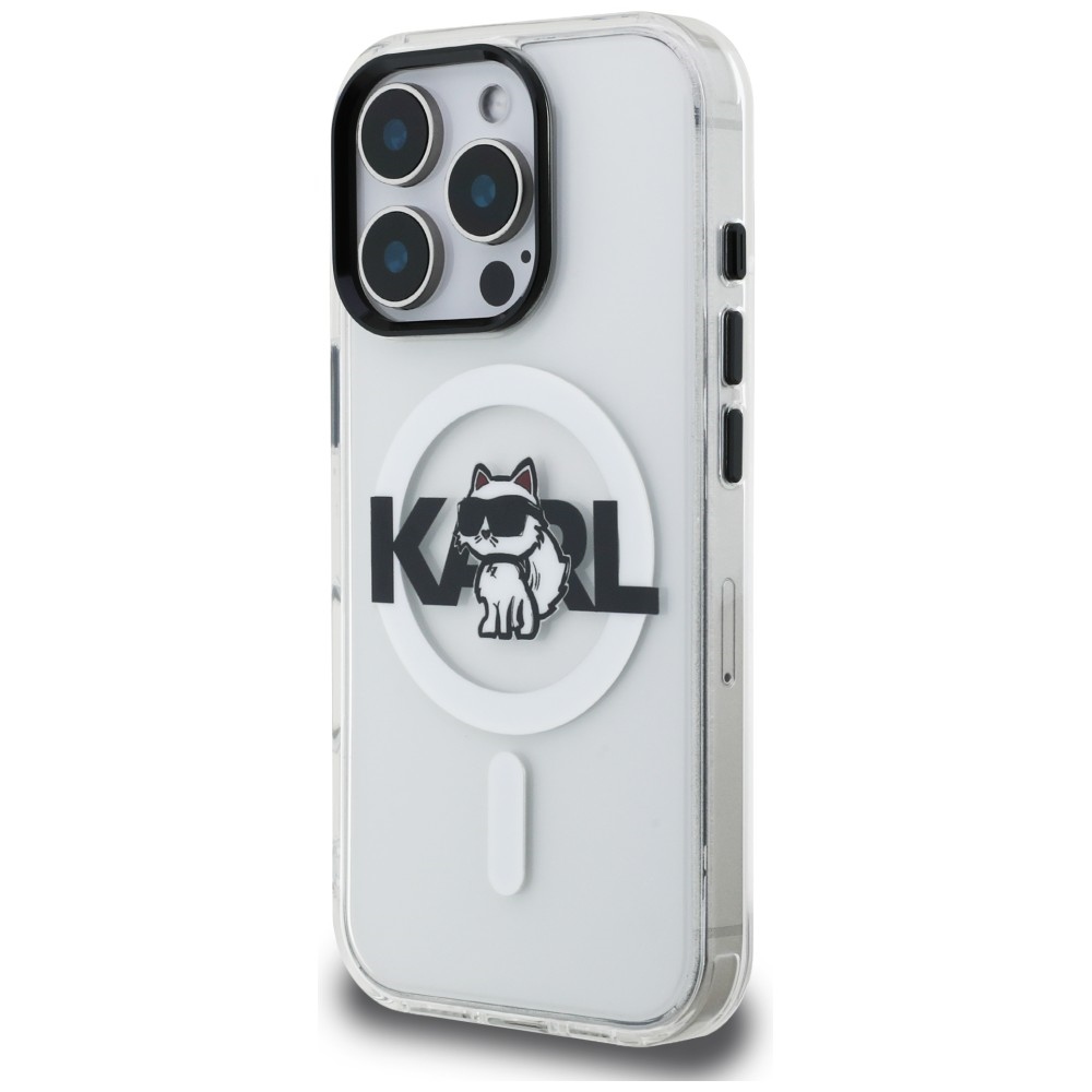 Karl Lagerfeld IML Choupette Sketch Logo MagSafe dėklas skirtas iPhone 16 Pro - Skaidrus