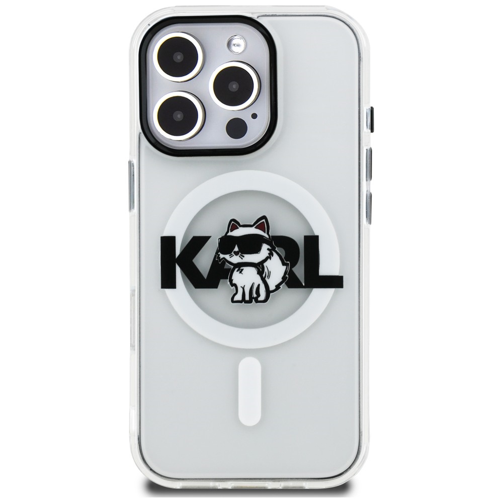 Karl Lagerfeld IML Choupette Sketch Logo MagSafe dėklas skirtas iPhone 16 Pro - Skaidrus