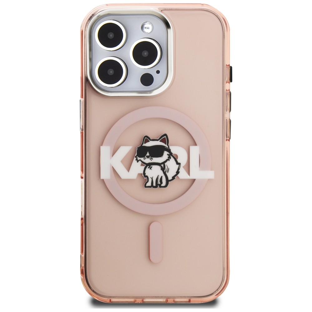 Karl Lagerfeld IML Choupette Sketch Logo MagSafe dėklas skirtas iPhone 16 Pro - Rožinis