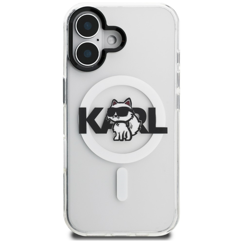 Karl Lagerfeld IML Choupette Sketch Logo MagSafe iPhone 16 dėklas - Skaidrus