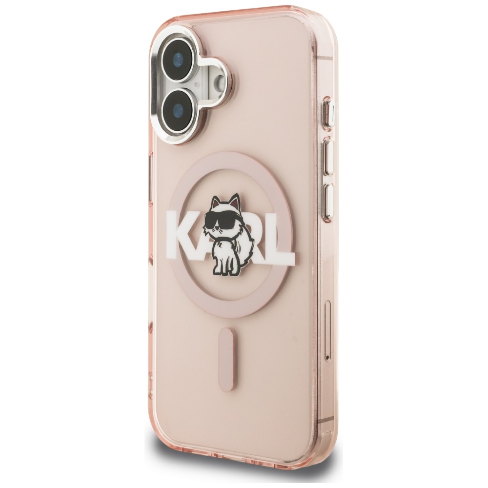 Karl Lagerfeld IML Choupette Sketch Logo MagSafe iPhone 16 dėklas - Rožinis