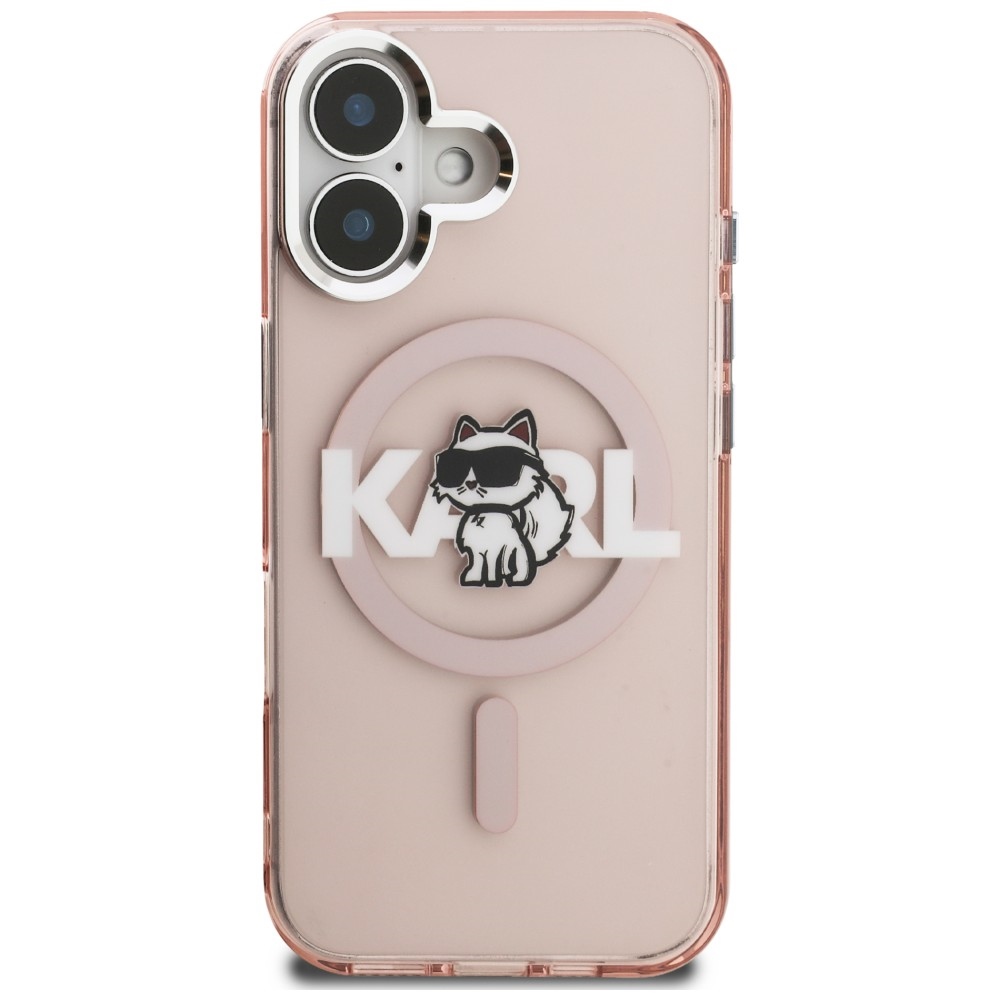 Karl Lagerfeld IML Choupette Sketch Logo MagSafe iPhone 16 dėklas - Rožinis