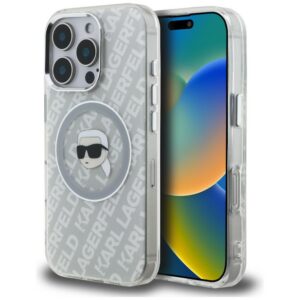 Karl Lagerfeld IML Karl Head Logo MagSafe dėklas iPhone 16 Pro - Pilkas