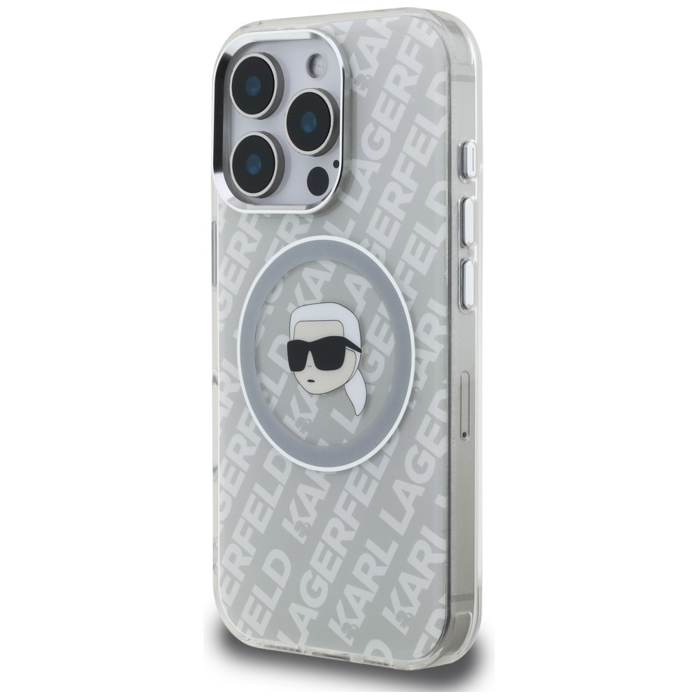 Karl Lagerfeld IML Karl Head Logo MagSafe dėklas iPhone 16 Pro - Pilkas