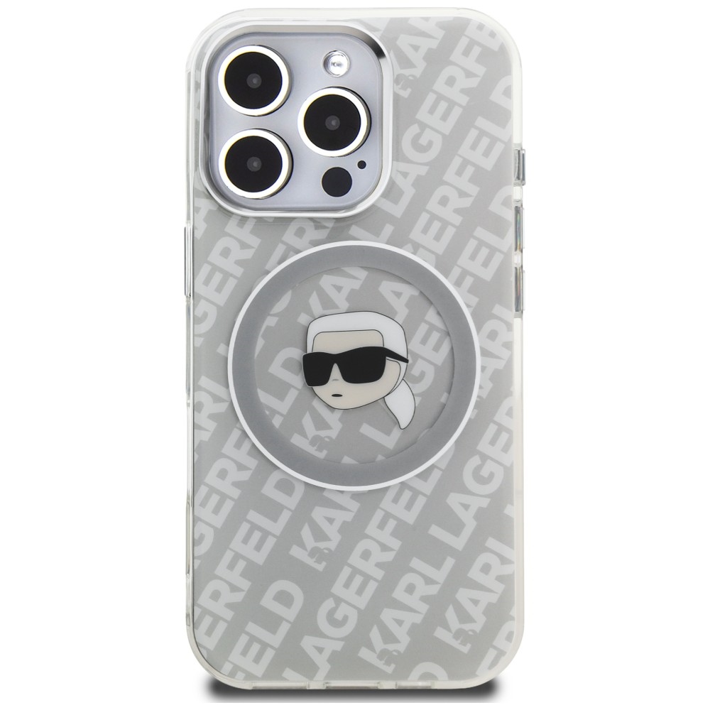 Karl Lagerfeld IML Karl Head Logo MagSafe dėklas iPhone 16 Pro - Pilkas