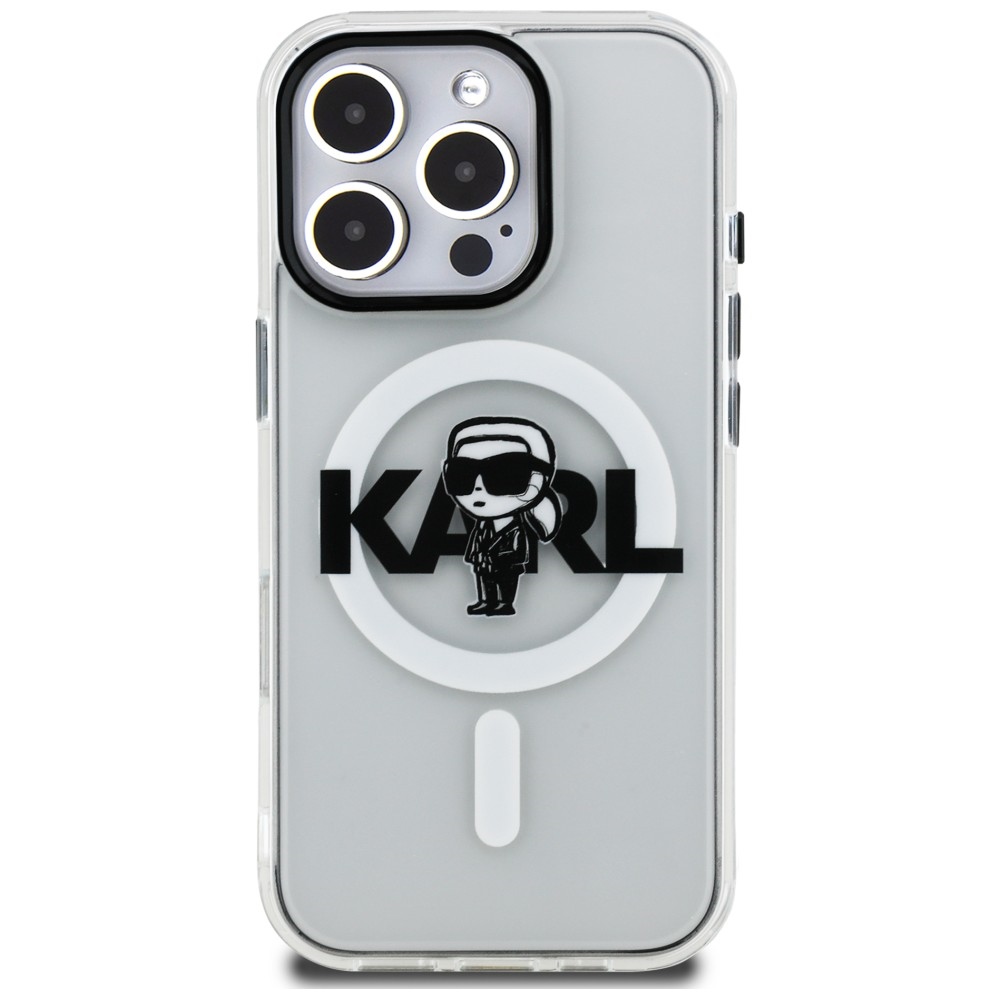Karl Lagerfeld IML Karl Sketch Logo MagSafe dėklas iPhone 16 Pro Max - Skaidrus