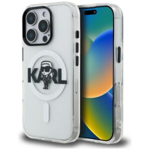 Karl Lagerfeld IML Karl Sketch Logo MagSafe dėklas iPhone 16 Pro - Skaidrus