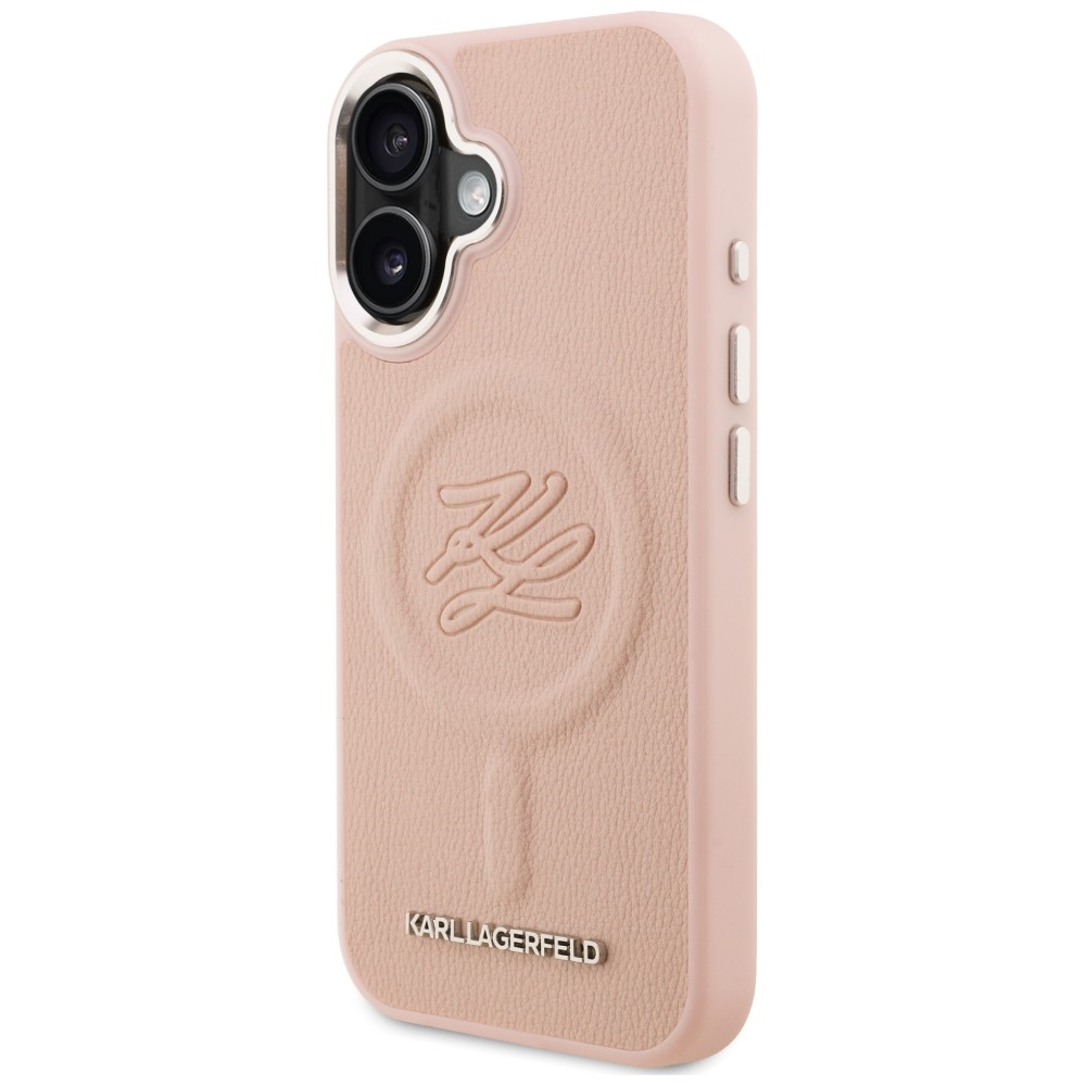 Karl Lagerfeld Initial & Metal Logo MagSafe dėklas iPhone 16 - Rožinis