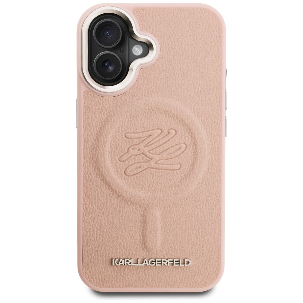 Karl Lagerfeld Initial & Metal Logo MagSafe dėklas iPhone 16 - Rožinis