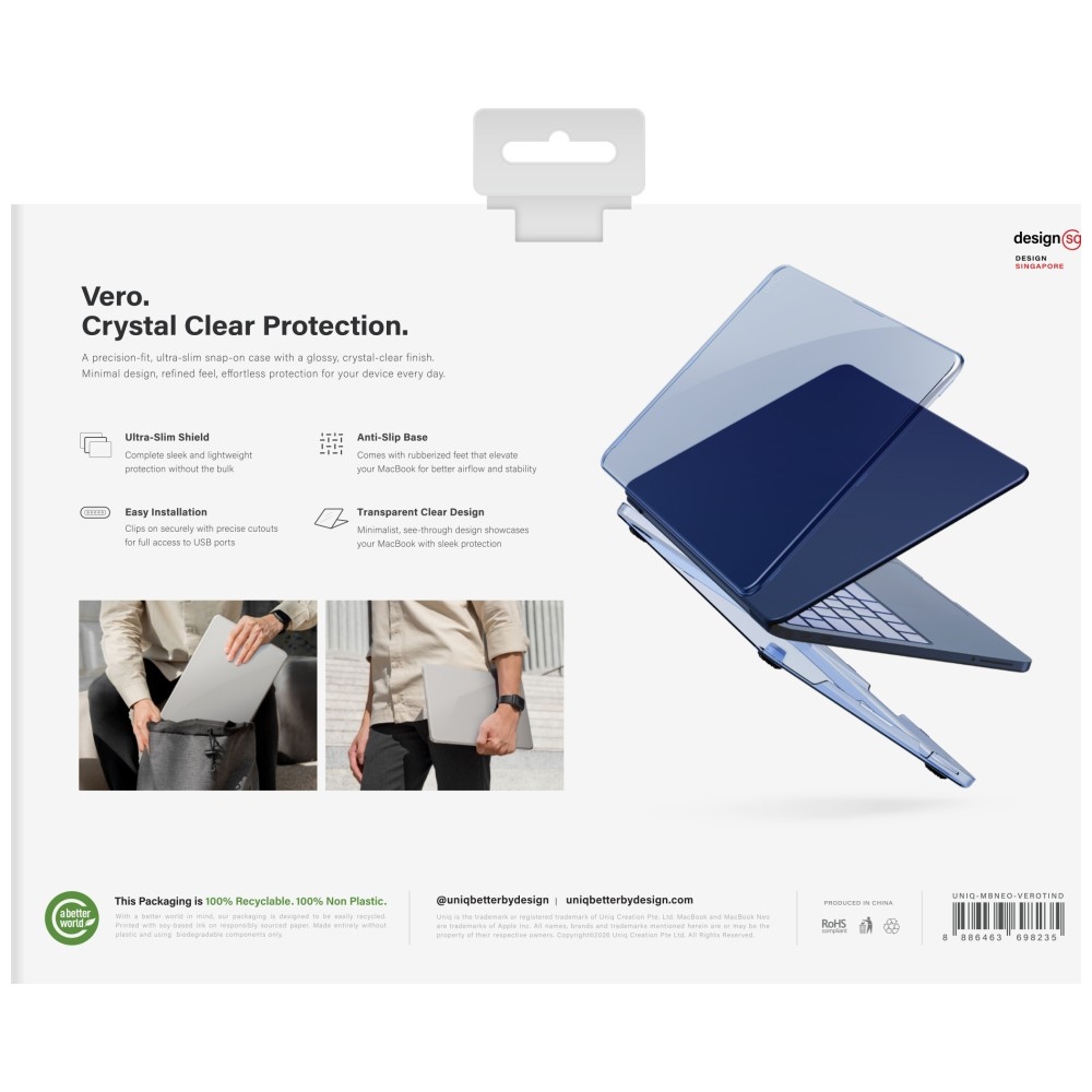 Uniq Vero dėklas MacBook Neo - Pusiau skaidri tamsiai mėlyna