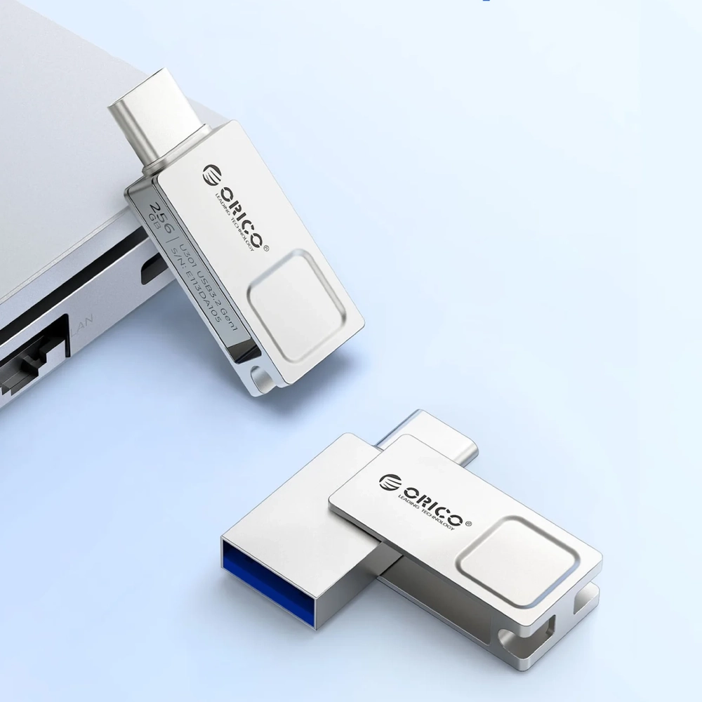 Orico U301 64GB USB-A USB-C USB 3.2 Gen 1 Atmintinė - Sidabrinė