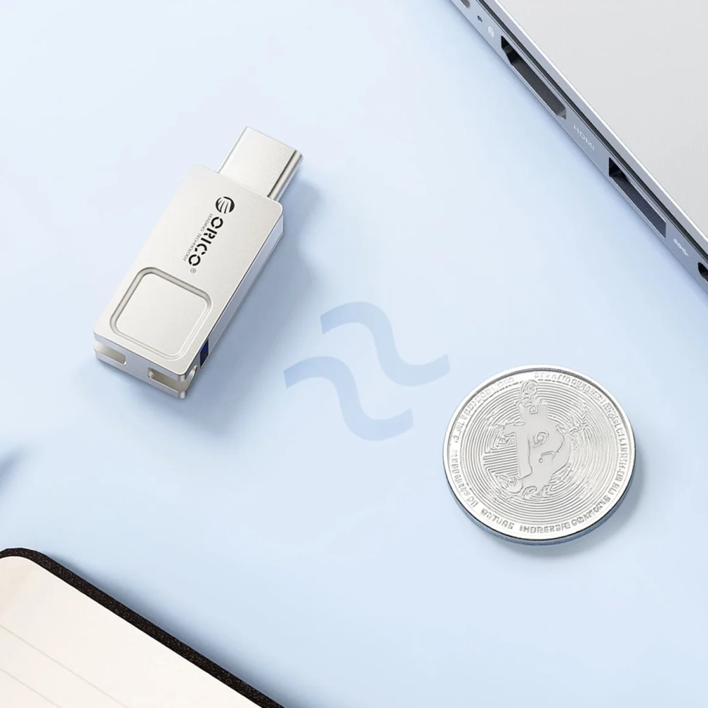 Orico U301 128GB USB-A USB-C USB 3.2 Gen 1 Atmintinė - Sidabrinė