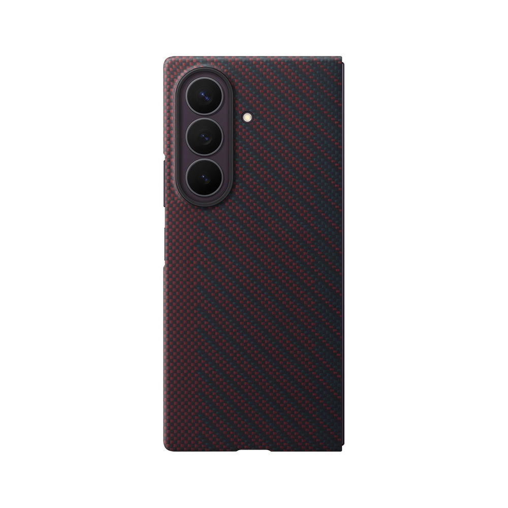 Samsung Carbon Magnet dėklas Samsung Galaxy Z Fold 8 Ultra, suderintas su MagSafe + 2 anti-atspindinio stiklo plėvelės - raudona