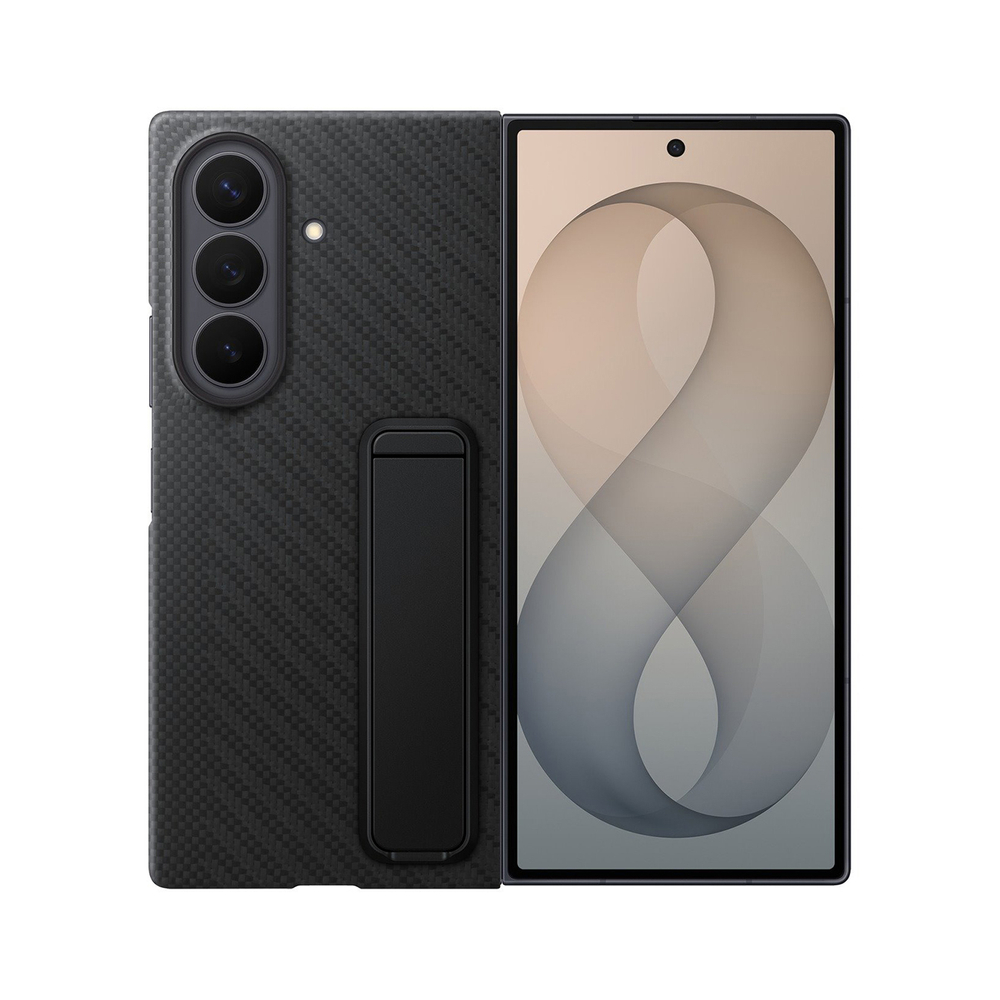 Samsung Carbon Standing Case EF-XF971SBE Samsung Galaxy Z Fold 8 Ultra su stovu + 2 antireflekcsinės plėvelės - juoda