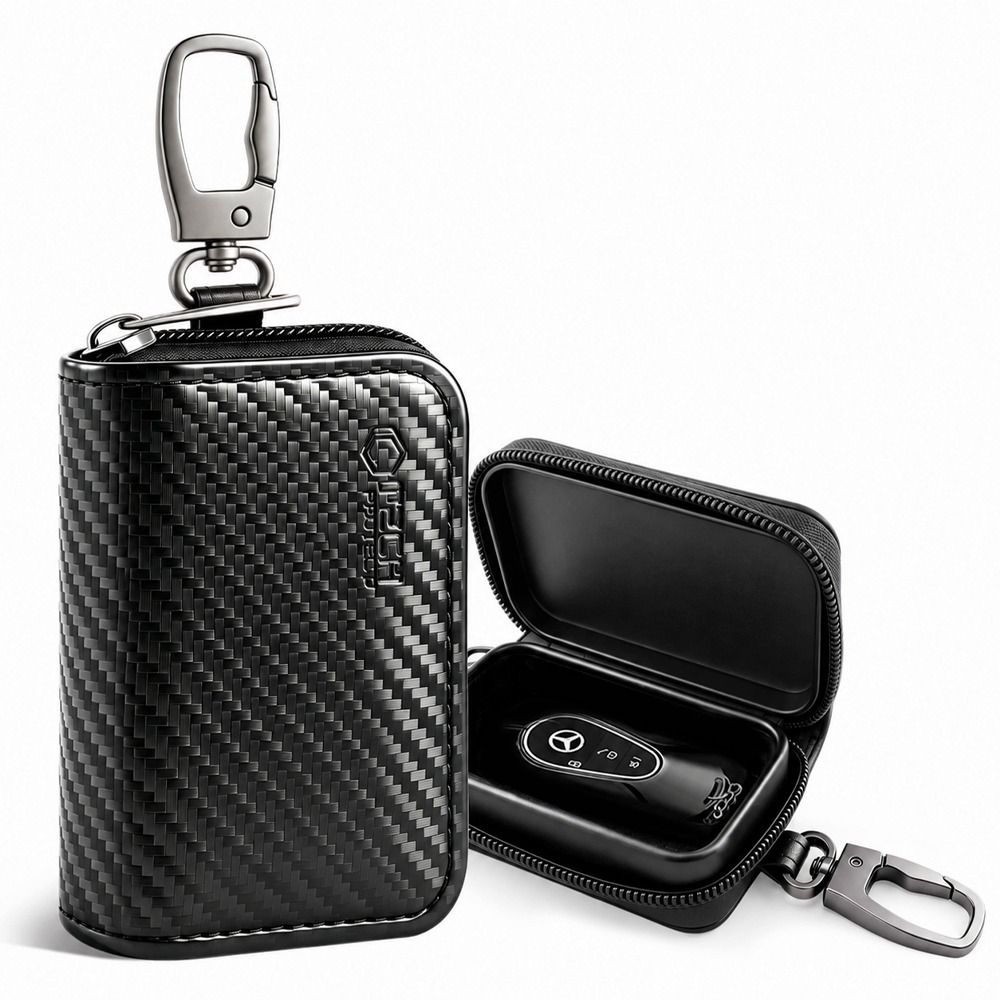 Dėklas automobilio raktams su RFID apsauga Tech-Protect KLR300, karbono spalvos