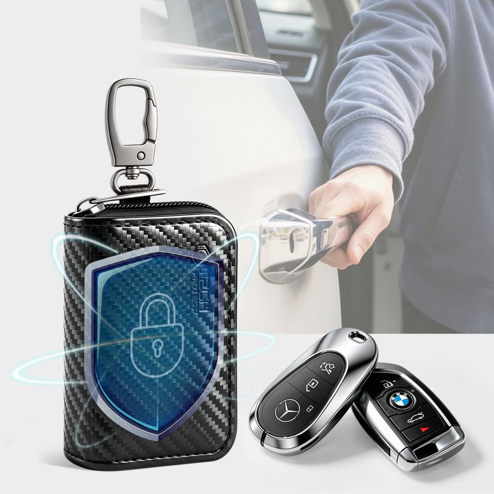 Dėklas automobilio raktams su RFID apsauga Tech-Protect KLR300, karbono spalvos