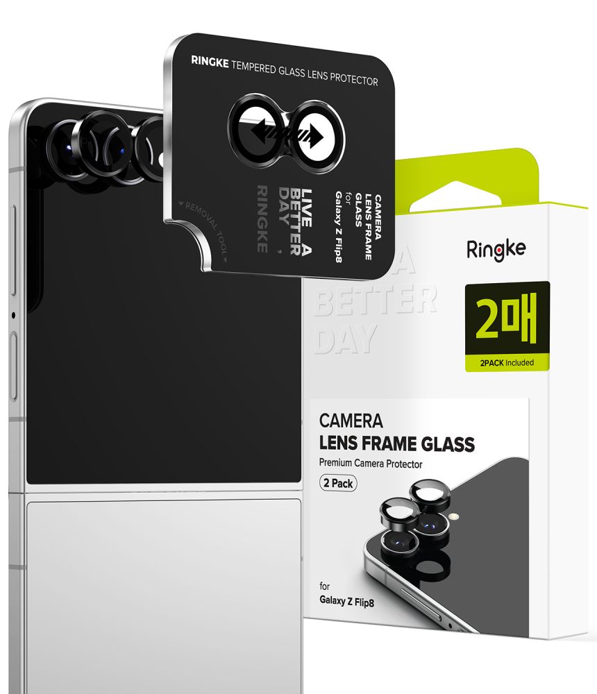 Kameros apsauginis stiklas Ringke Camera Frame Galaxy Z Flip 8, 2 vnt., juodas