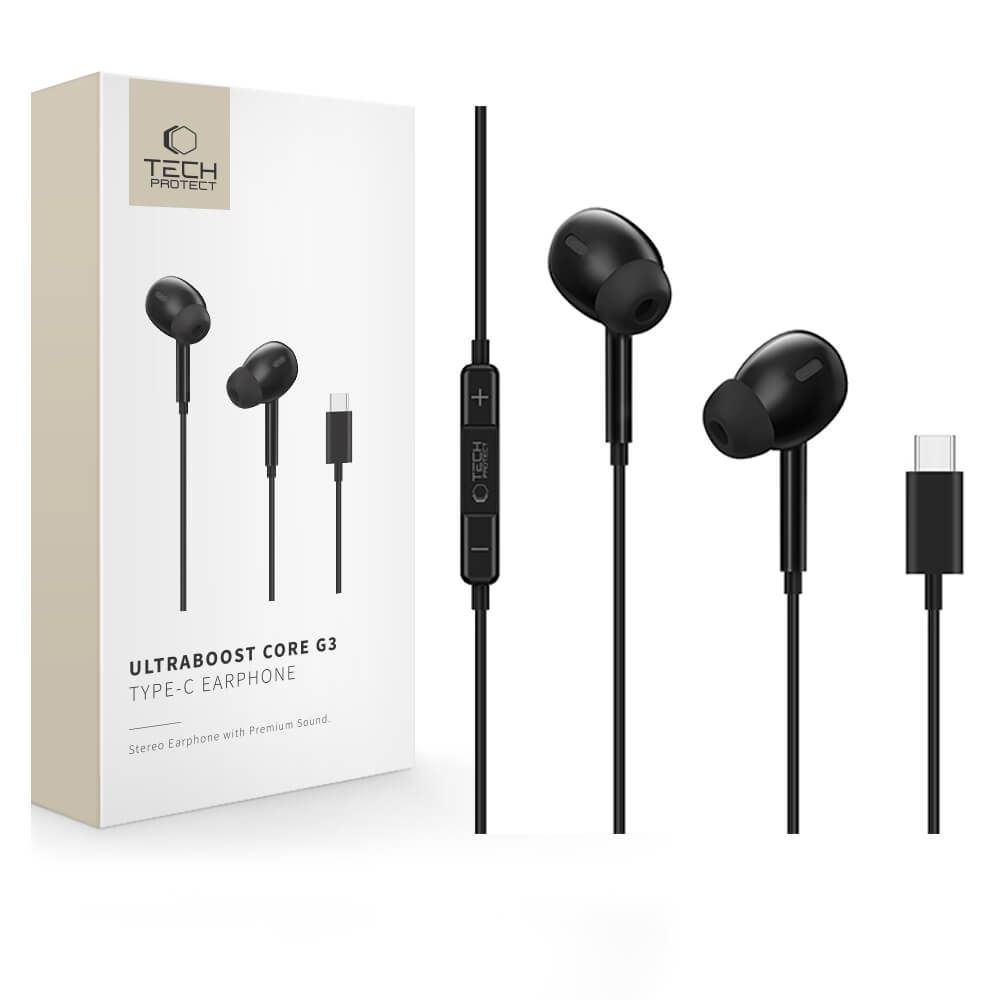 Ausinės Tech-Protect Ultraboost Core G3, USB-C, juodos
