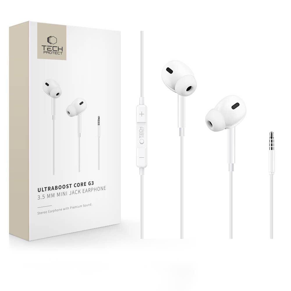 Ausinės Tech-Protect Ultraboost Core G3, 3,5 mm, baltos