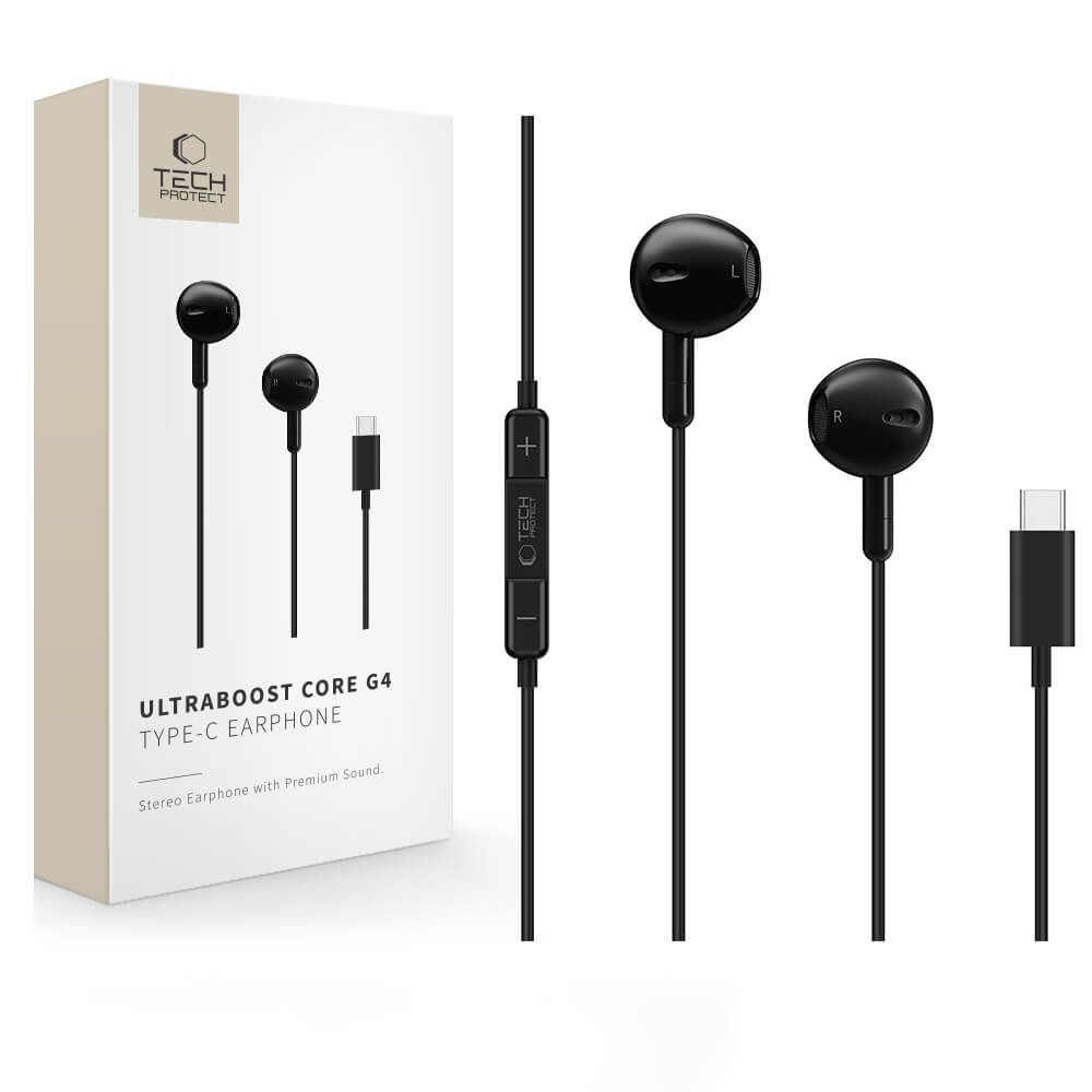 Ausinės Tech-Protect Ultraboost Core G4, USB-C, juodos
