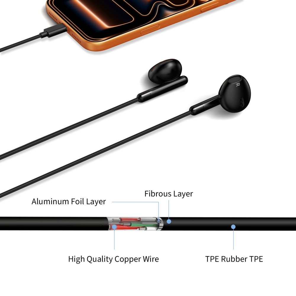 Ausinės Tech-Protect Ultraboost Core G4, USB-C, juodos