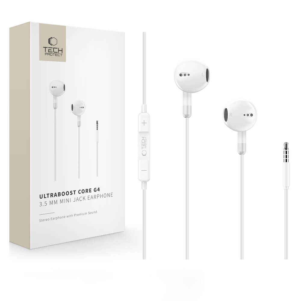 Ausinės Tech-Protect Ultraboost Core G4, mini jack, baltos