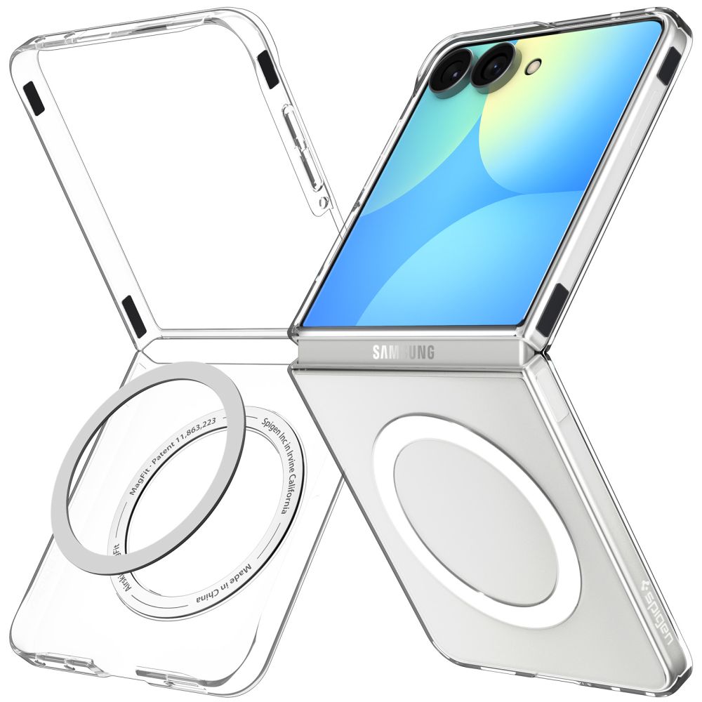 Dėklas Spigen AirSkin MagFit Samsung Galaxy Z Flip 8, skaidrus/baltas
