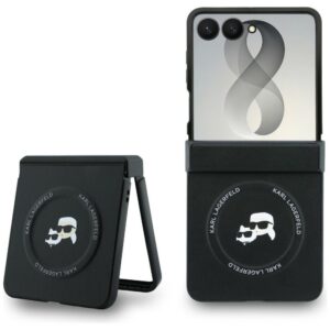 Karl Lagerfeld Karl&Choupette Pins MagSafe dėklas Samsung Galaxy Z Flip 8 - juodas