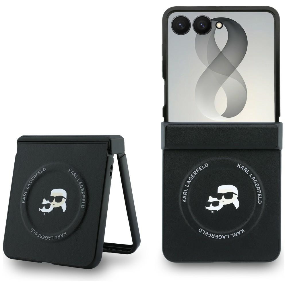 Karl Lagerfeld Karl&Choupette Pins MagSafe dėklas Samsung Galaxy Z Flip 8 - juodas
