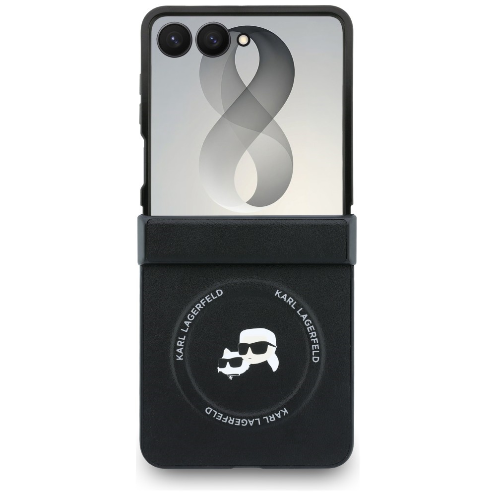 Karl Lagerfeld Karl&Choupette Pins MagSafe dėklas Samsung Galaxy Z Flip 8 - juodas