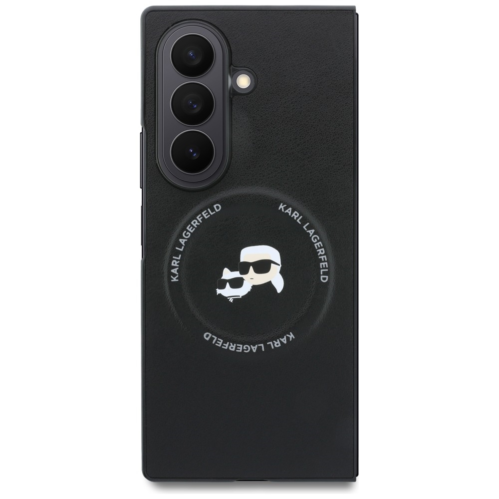 Karl Lagerfeld Karl&Choupette Pins MagSafe dėklas Samsung Galaxy Z Fold 8 Ultra - juodas