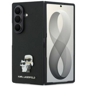 Karl Lagerfeld Saffiano Karl&Choupette Pin dėklas Samsung Galaxy Z Fold 8 Ultra - juodas