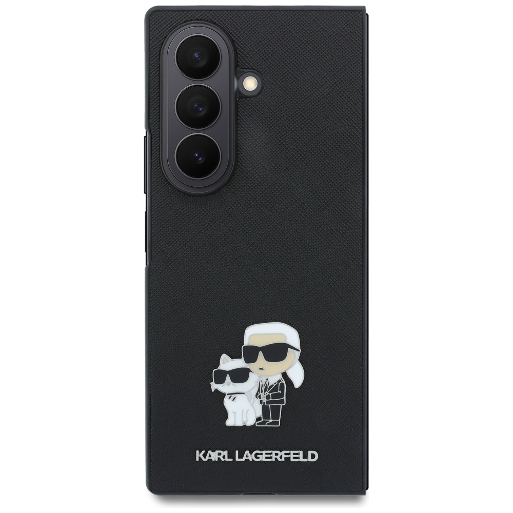 Karl Lagerfeld Saffiano Karl&Choupette Pin dėklas Samsung Galaxy Z Fold 8 Ultra - juodas