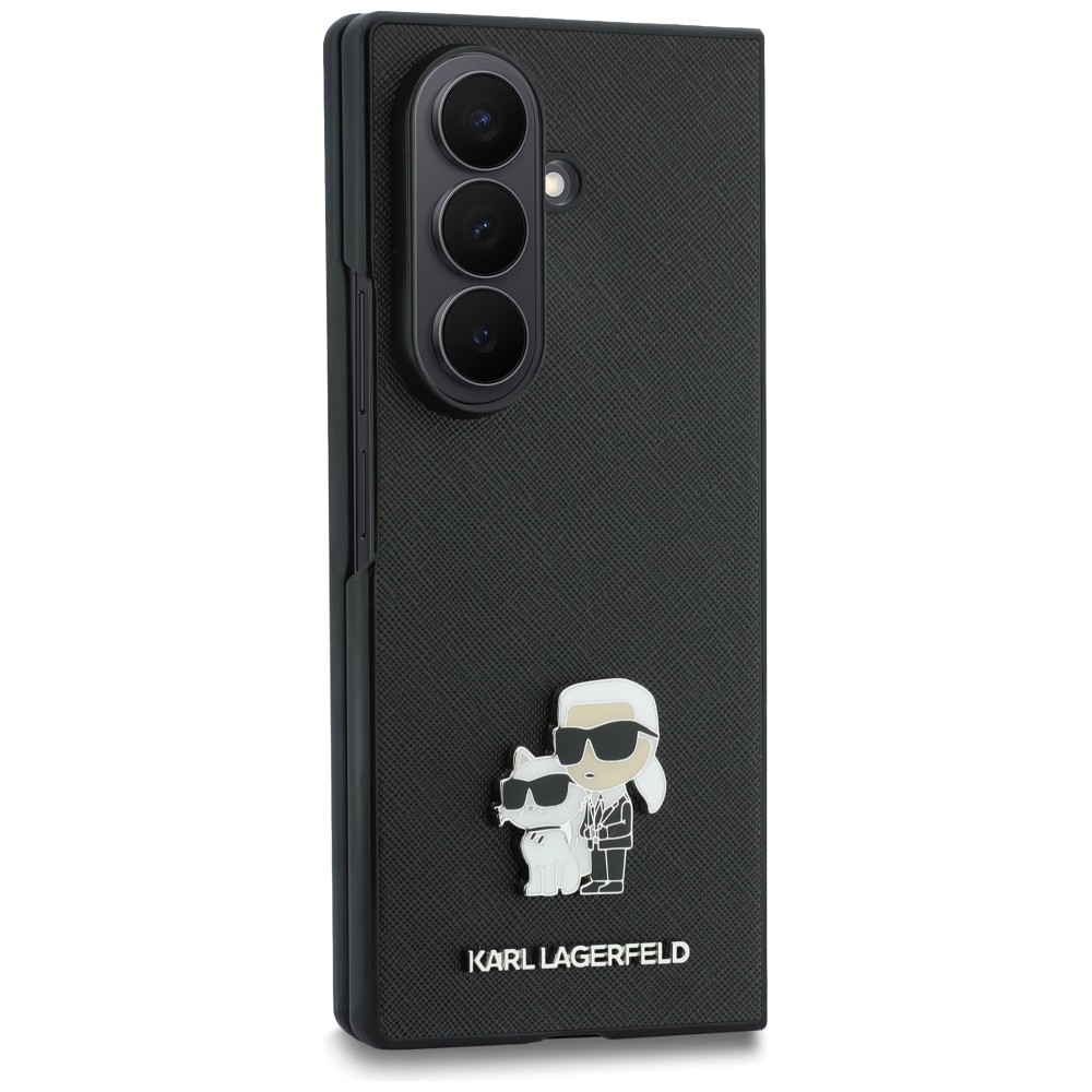 Karl Lagerfeld Saffiano Karl&Choupette Pin dėklas Samsung Galaxy Z Fold 8 Ultra - juodas