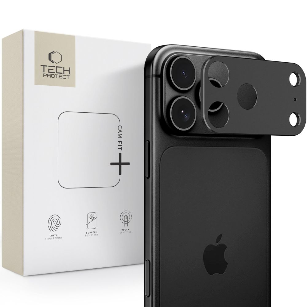 Kameros apsauginis stiklas Tech-Protect Camalloy Fit+ iPhone 18 Pro, juodas