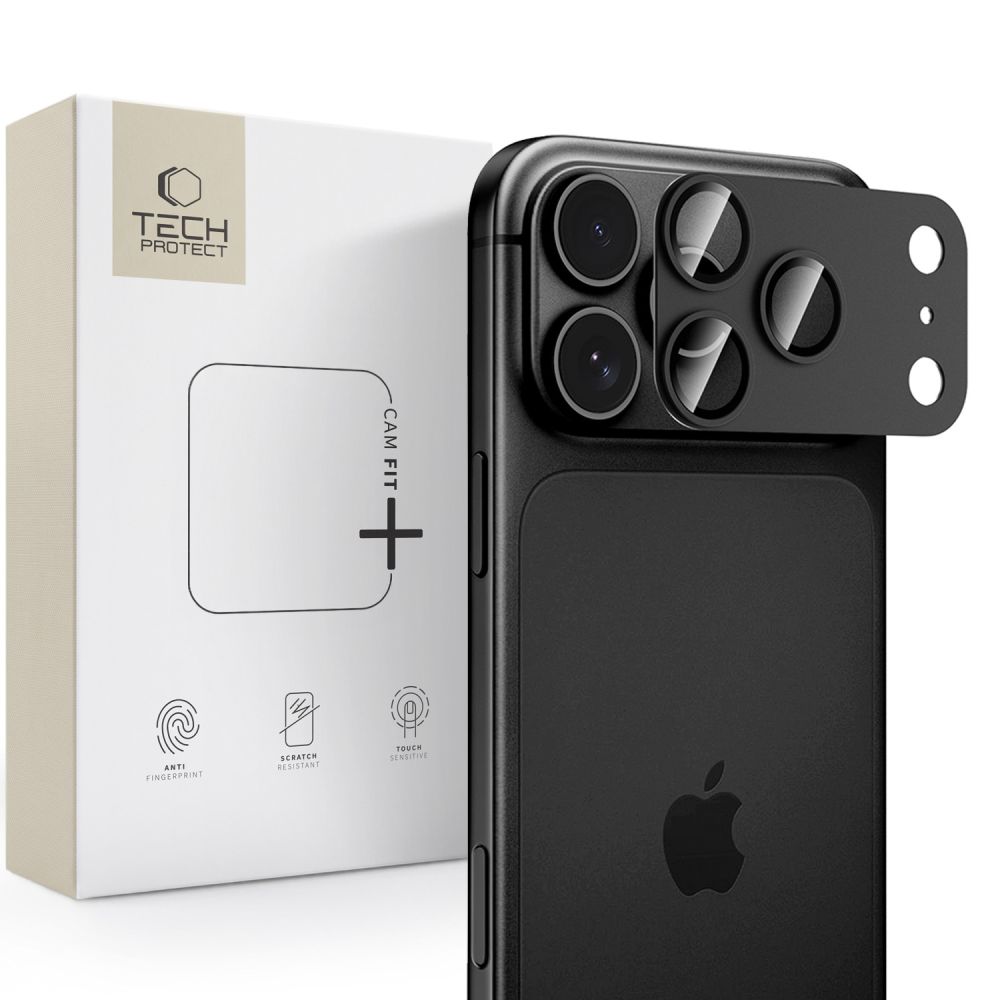 Kameros apsauginis stiklas Tech-Protect Camfull Fit+ iPhone 18 Pro, juodas
