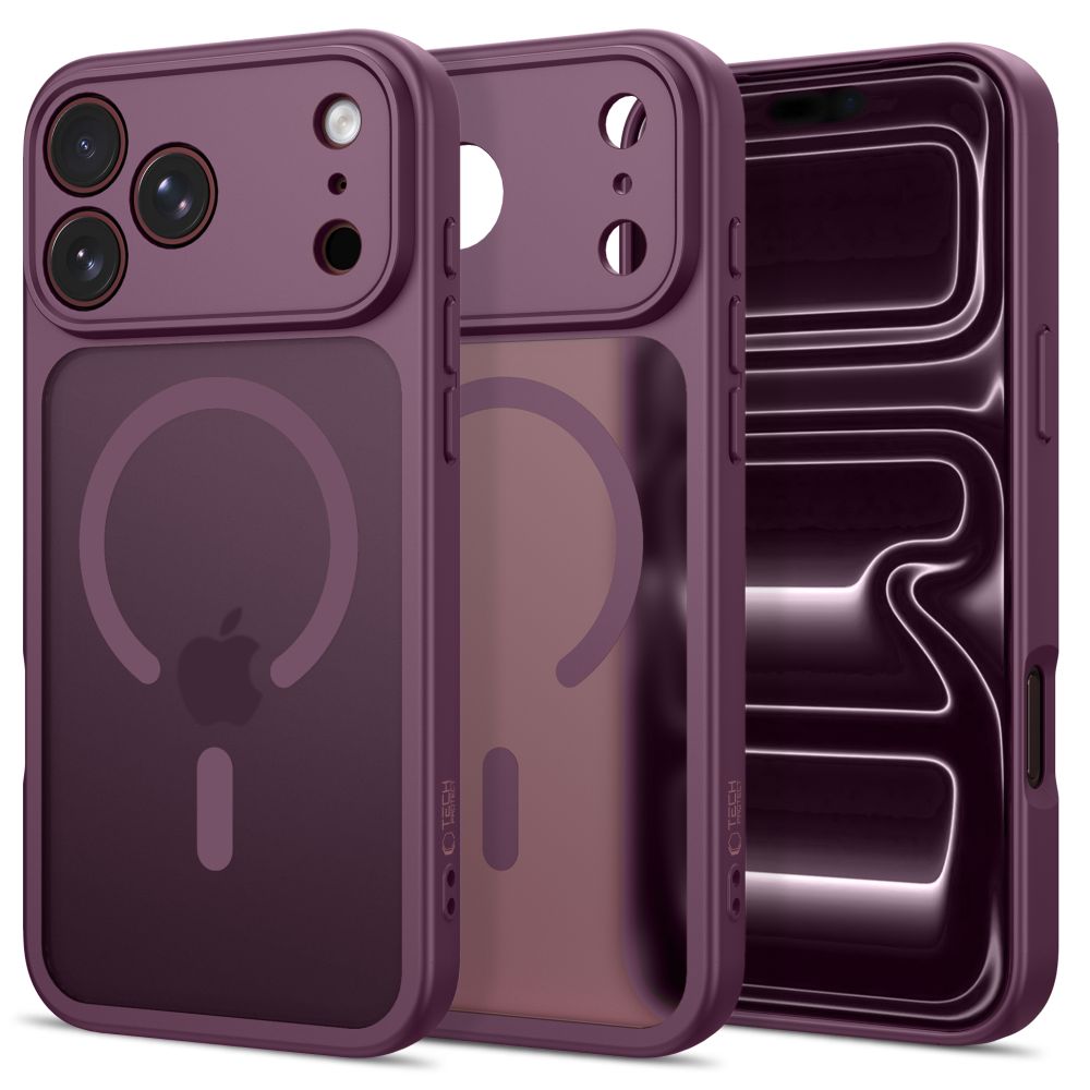 Dėklas Tech-Protect BasicMag MagSafe iPhone 17 Pro / 18 Pro, matinis tamsiai vyšninis