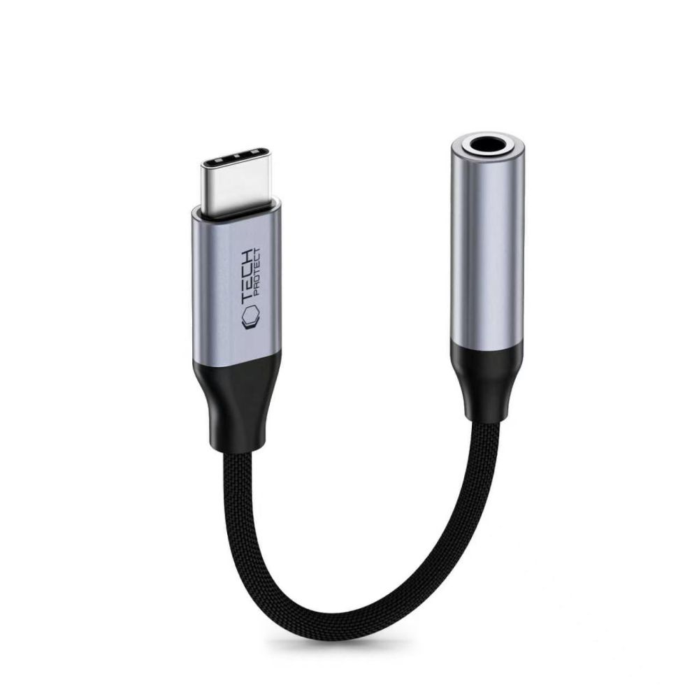 Adapteris Tech-Protect Ultraboost USB-C į Mini Jack 3.5mm DAC, pilkas