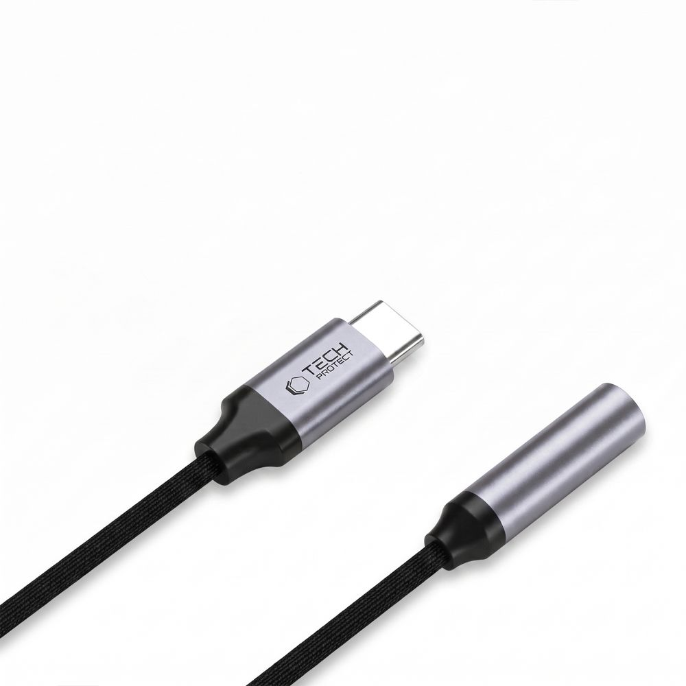 Adapteris Tech-Protect Ultraboost USB-C į Mini Jack 3.5mm DAC, pilkas
