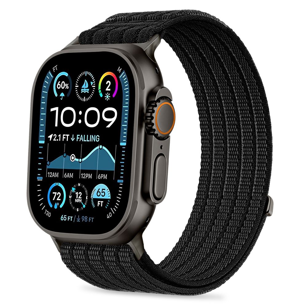 Dirželis Tech-Protect Nylon Sport Apple Watch 8 / 9 / 10 / 11 / SE / Ultra (44 / 45 / 46 / 49 mm), juodas